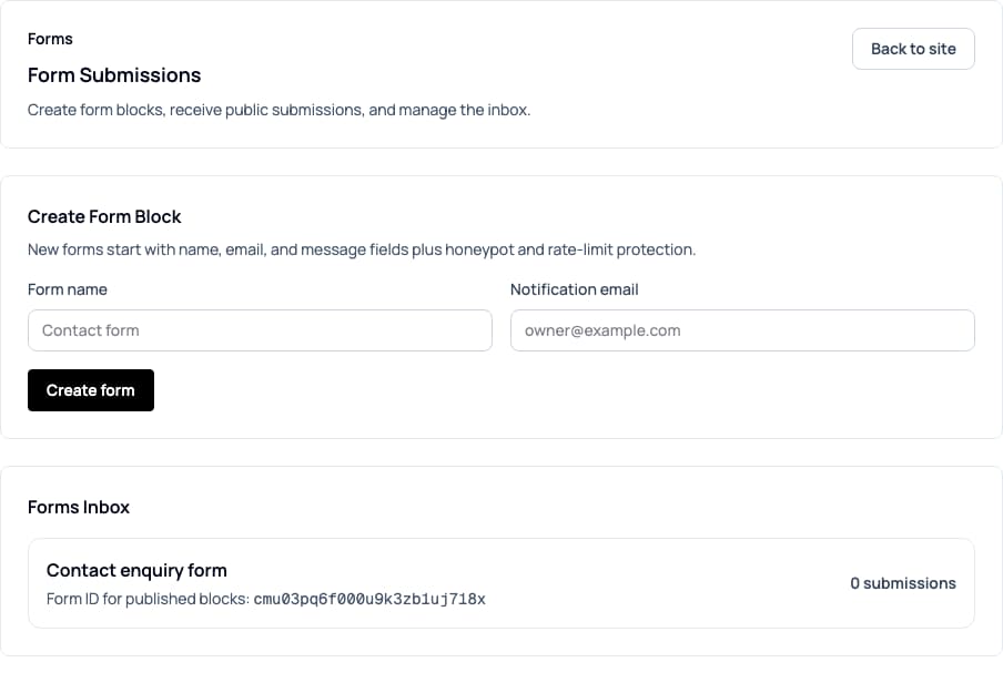 Form definition controls and Forms Inbox